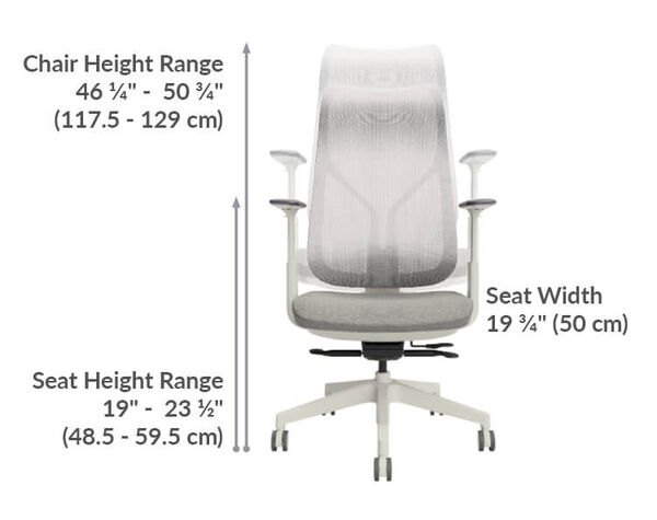align chair max height is twenty three and a half inches tall